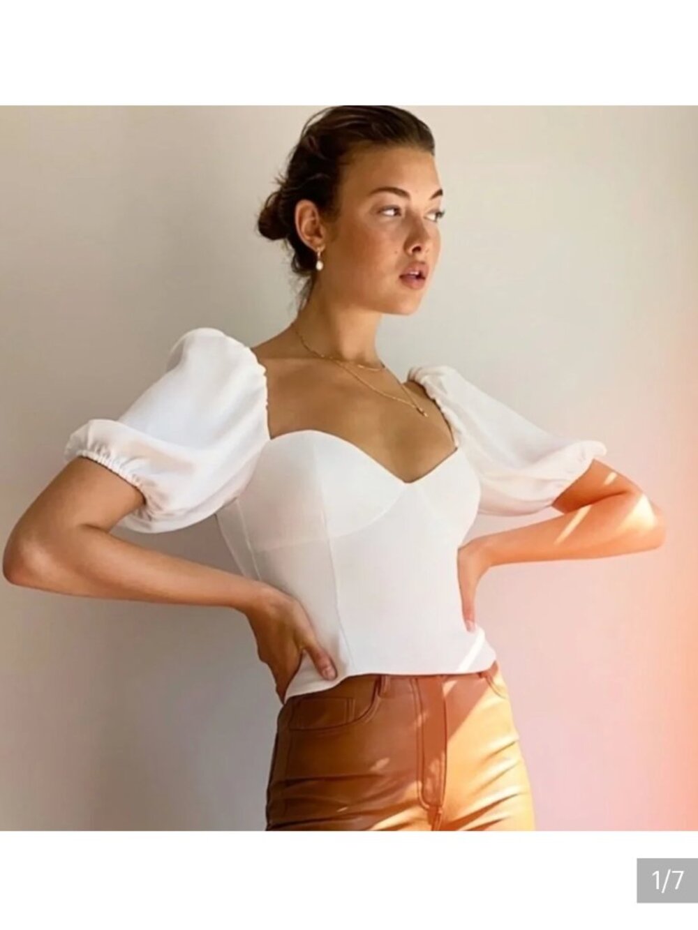 ARITZIA WILFRED NOVELLA SHORT SLEEVE BLOUSE S CORSET COTTAGECORE LAYERING
